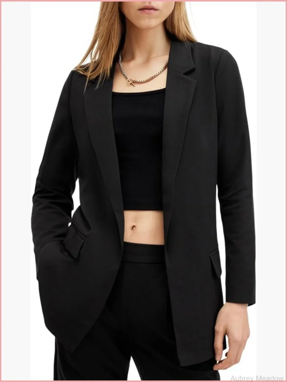 Tailored Blazer with Notch Lapels and Flap Pockets